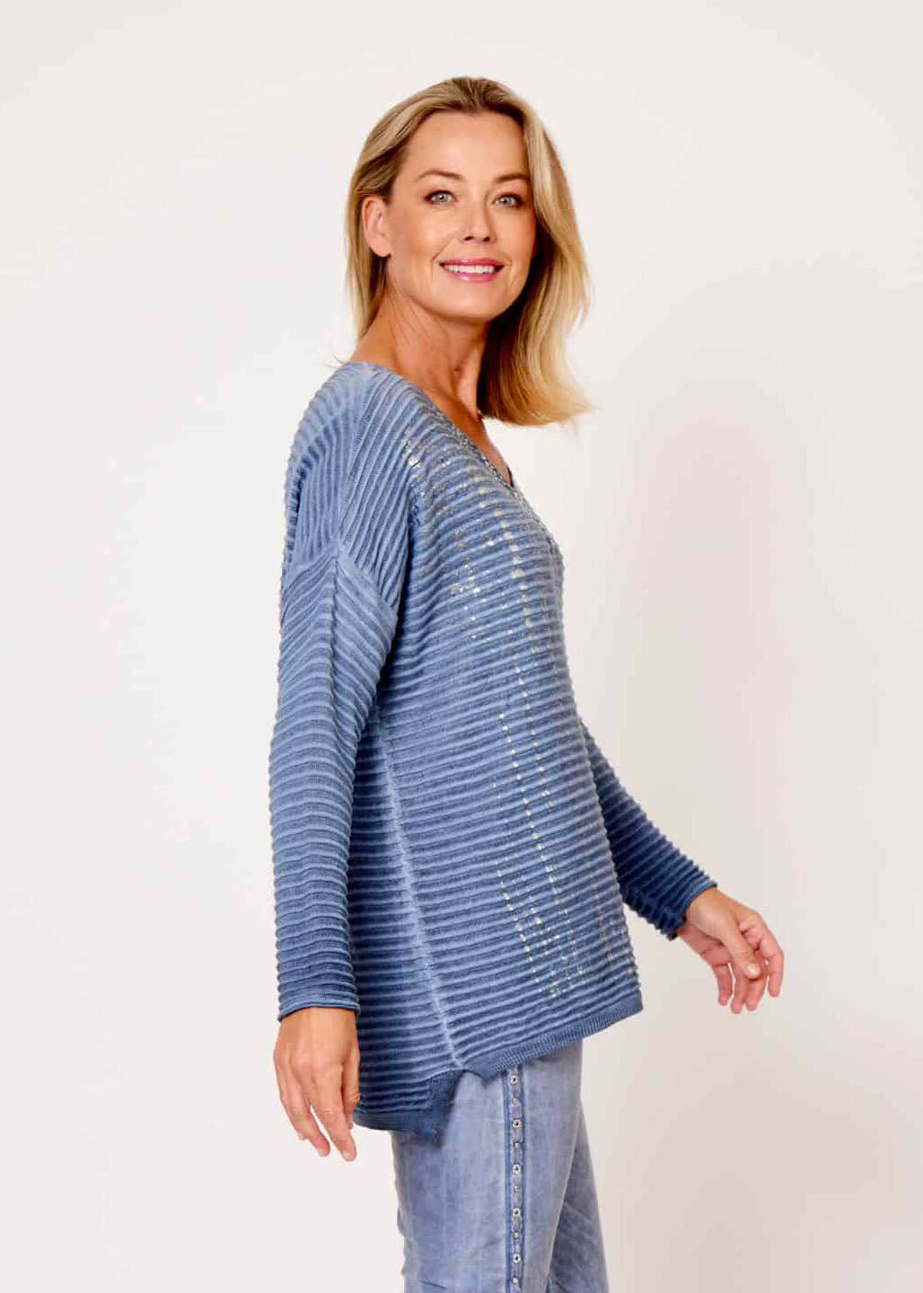 LA STRADA FOILED KNITTED TOP