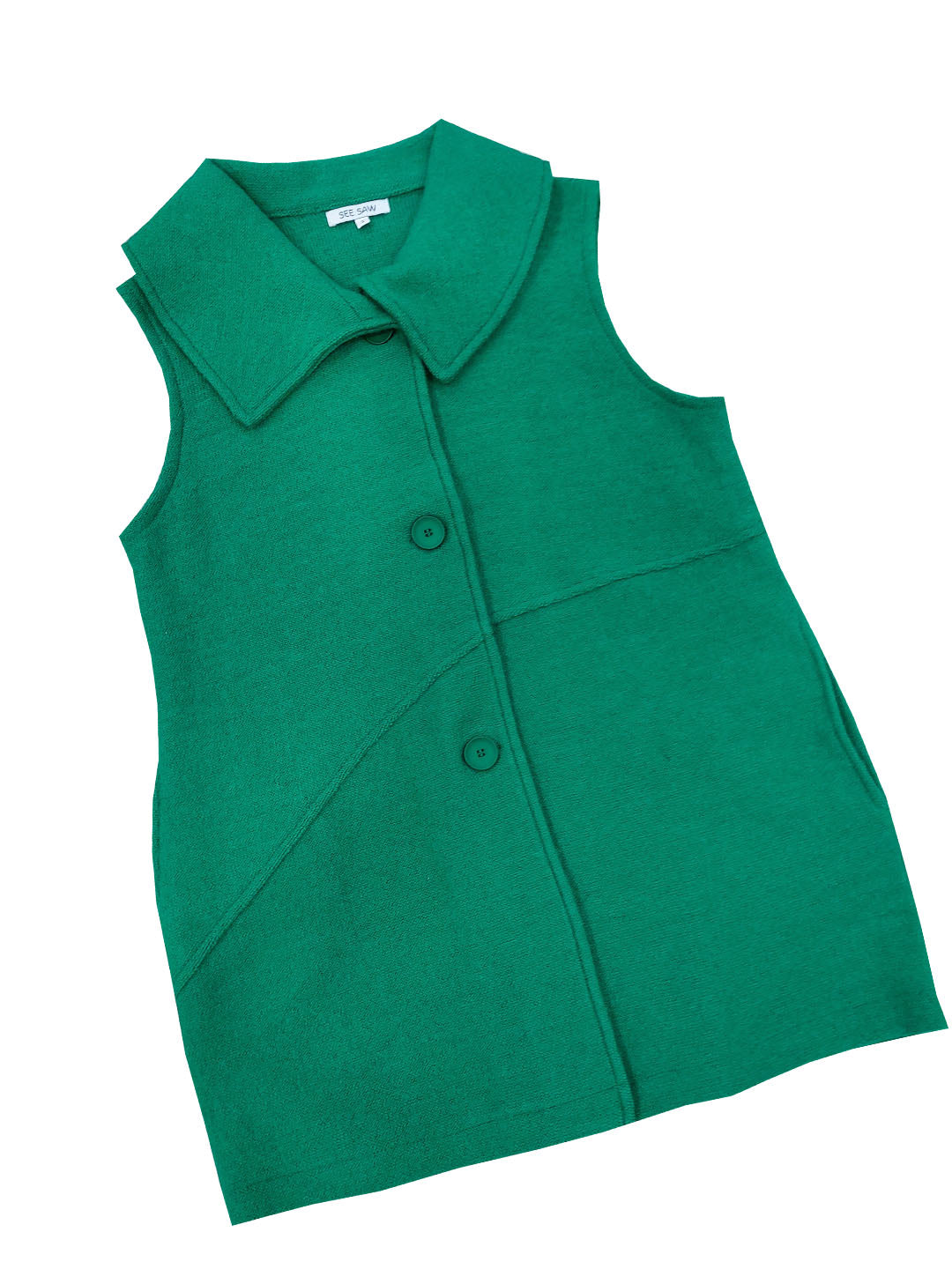 SEE SAW LONGER COLLARED BUTTON VEST