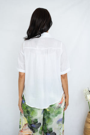 JOLIE SAULE COTTON EYELET EMBROIDERED SHORT SLEEVE SHIRT