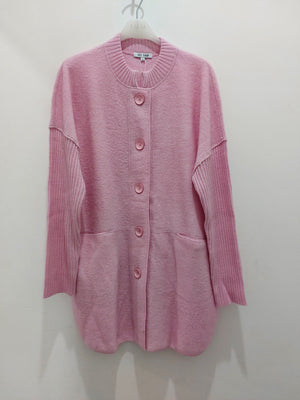 SEE SAW 100% BOILED WOOL RIBBED SLEEVE COAT