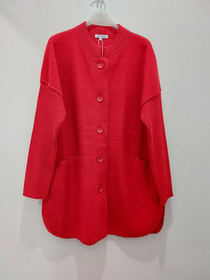 SEE SAW 100% BOILED WOOL RIBBED SLEEVE COAT