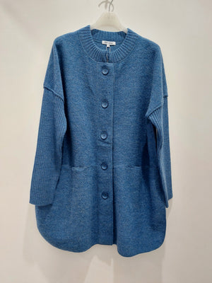 SEE SAW 100% BOILED WOOL RIBBED SLEEVE COAT