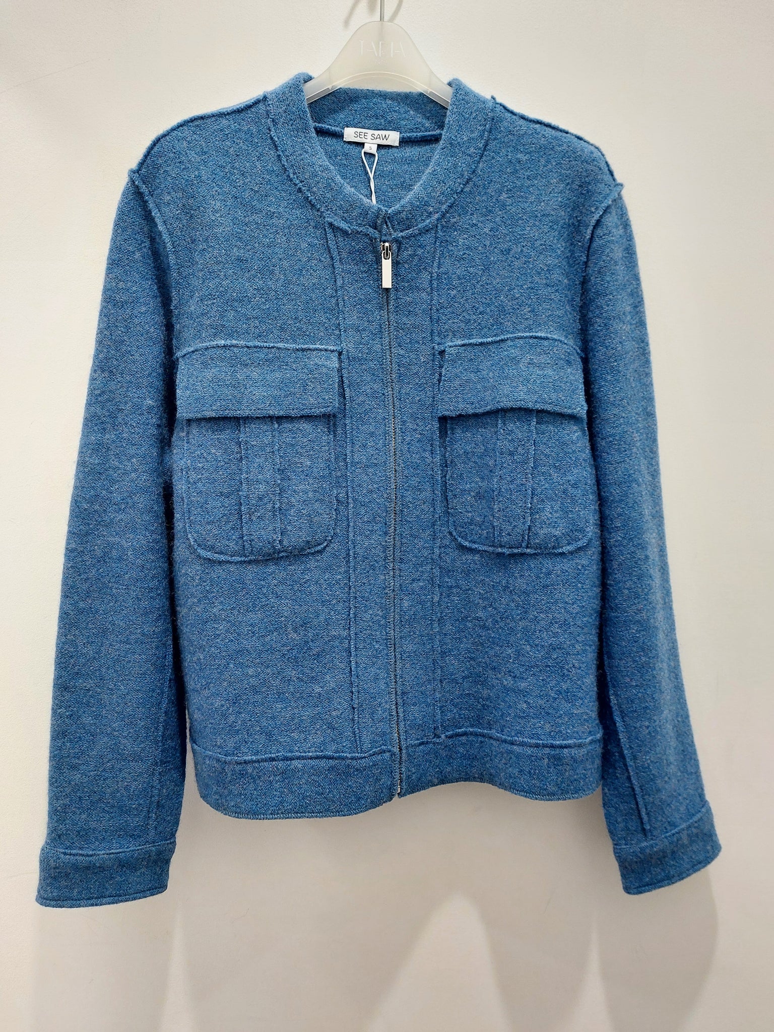 SEE SAW 100% BOILED WOOL BOMBER ZIP JACKET
