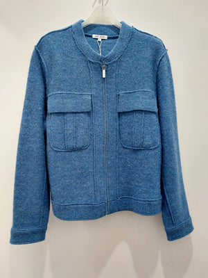 SEE SAW 100% BOILED WOOL BOMBER ZIP JACKET