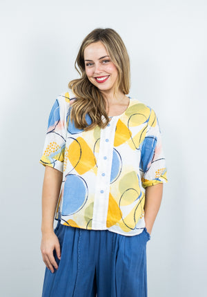 JOLIE SAULE CIRCULAR PRINT SEQUINS DETAIL BLOUSE