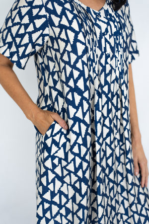 JOLIE SAULE GEOMETRIC PRINT PLEATED DRESS