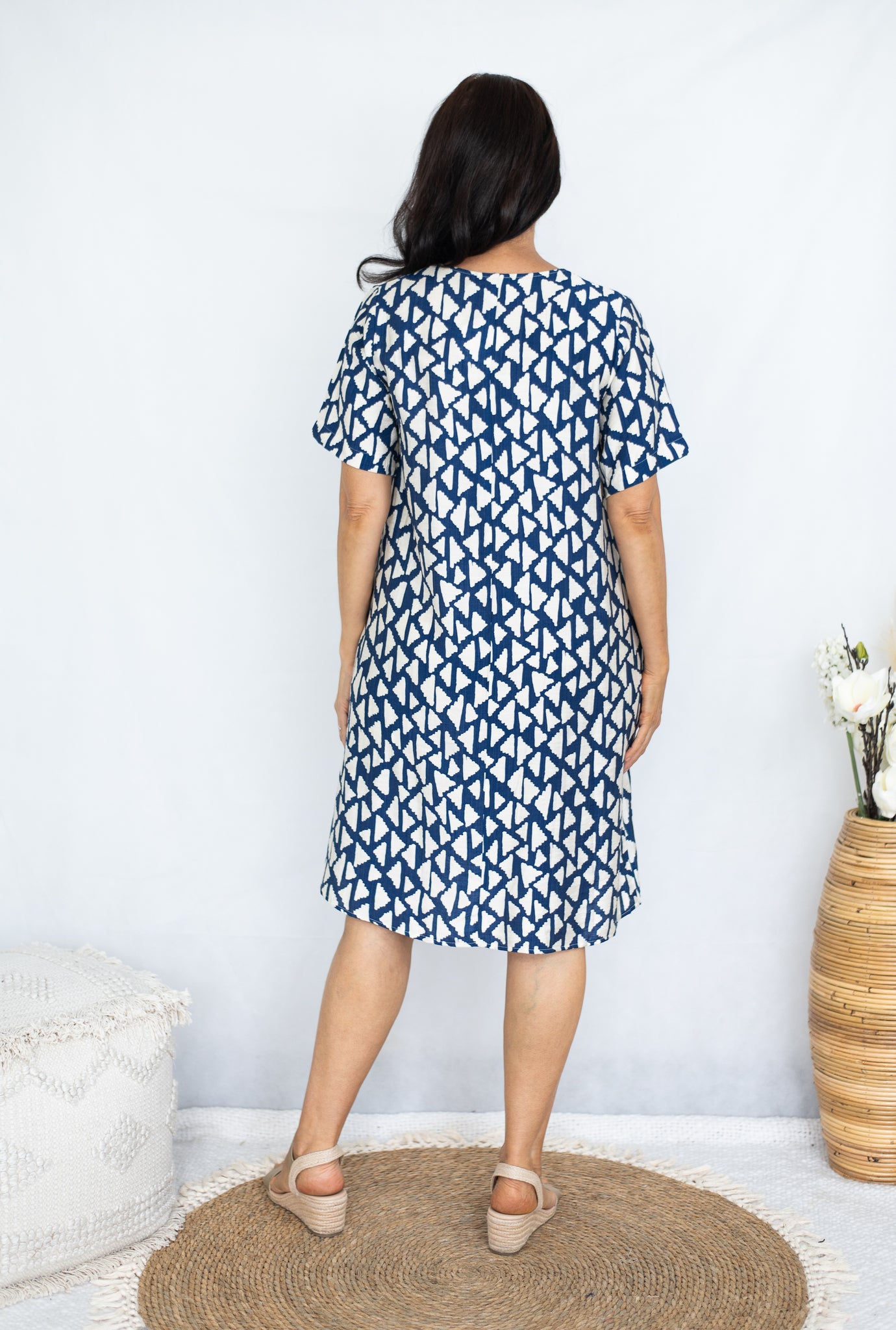 JOLIE SAULE GEOMETRIC PRINT PLEATED DRESS