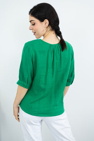 JOLIE SAULE EMBROIDERED SHORT SLEEVE TOP