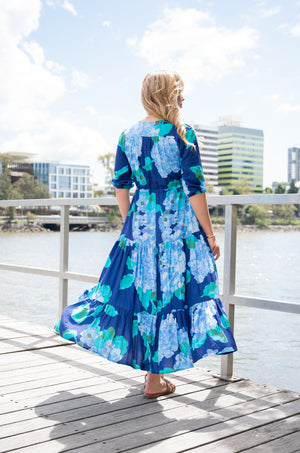 FRIA HYDRANGEA PRINT SELMA MAXI DRESS
