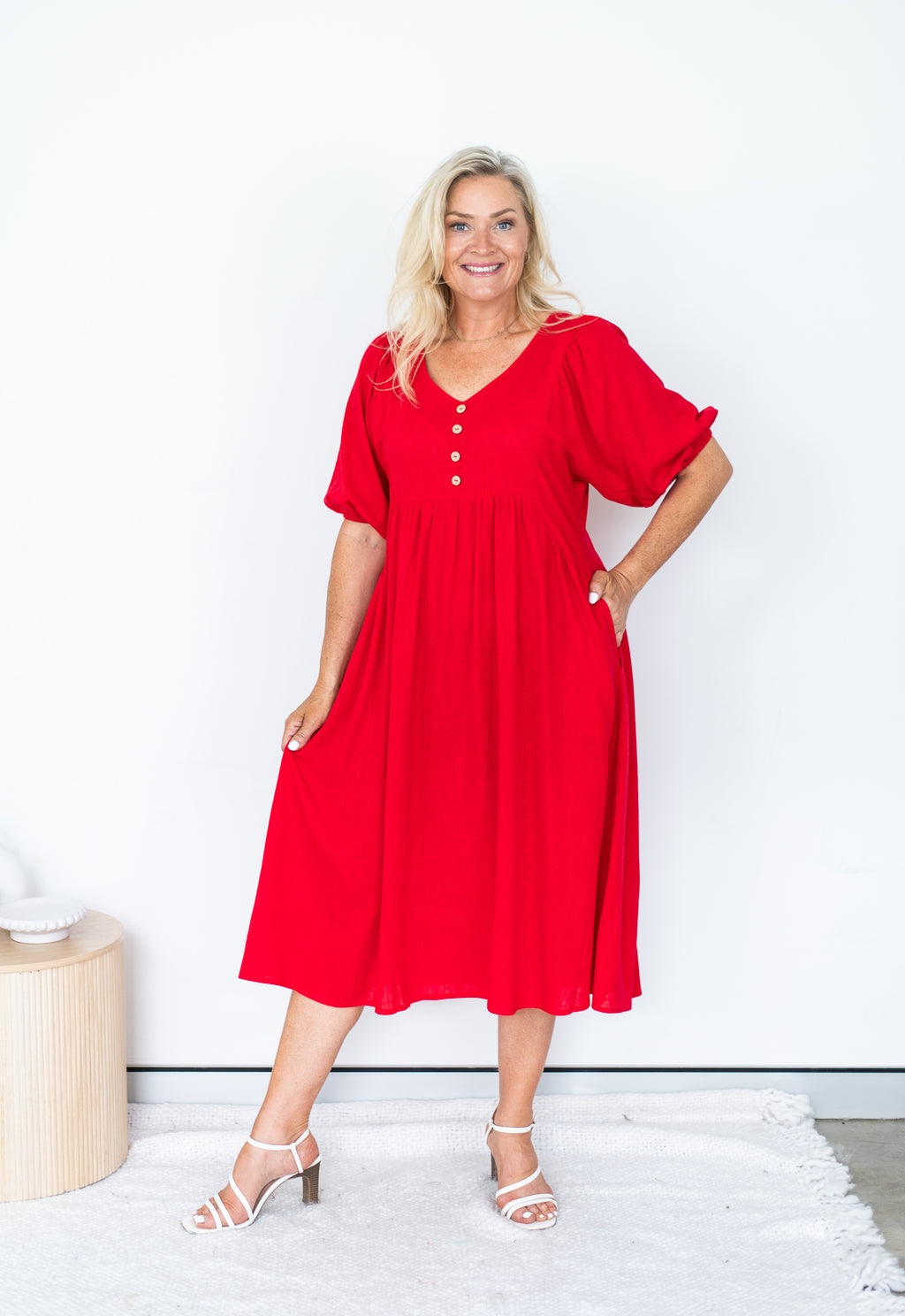 WILLOW TREE PLAIN V NECK PEASANT DRESS