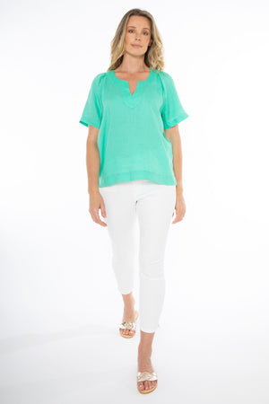 JUMP V NECK FLUTTER SHORT SLEEVE TOP