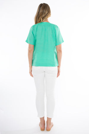 JUMP V NECK FLUTTER SHORT SLEEVE TOP