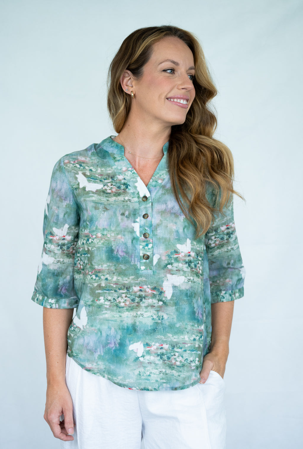 JOLIE SAULE ABSTRACT PRINT BLOUSE