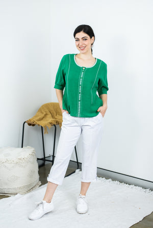 JOLIE SAULE EMBROIDERED SHORT SLEEVE TOP