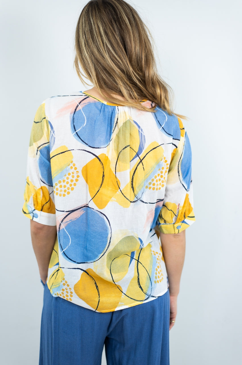 JOLIE SAULE CIRCULAR PRINT SEQUINS DETAIL BLOUSE