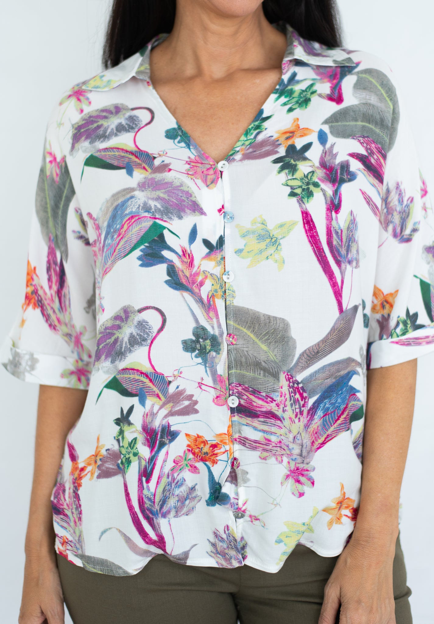 JOLIE SAULE FLORAL PRINT SHORT SLEEVE SHIRT