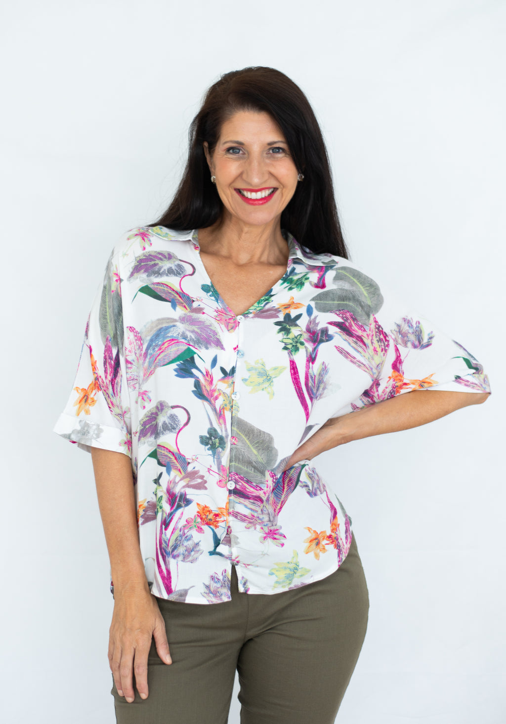 JOLIE SAULE FLORAL PRINT SHORT SLEEVE SHIRT