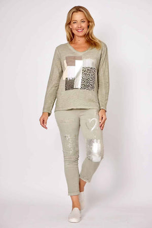 LA STRADA FOIL SEQUIN PATCH PANTS