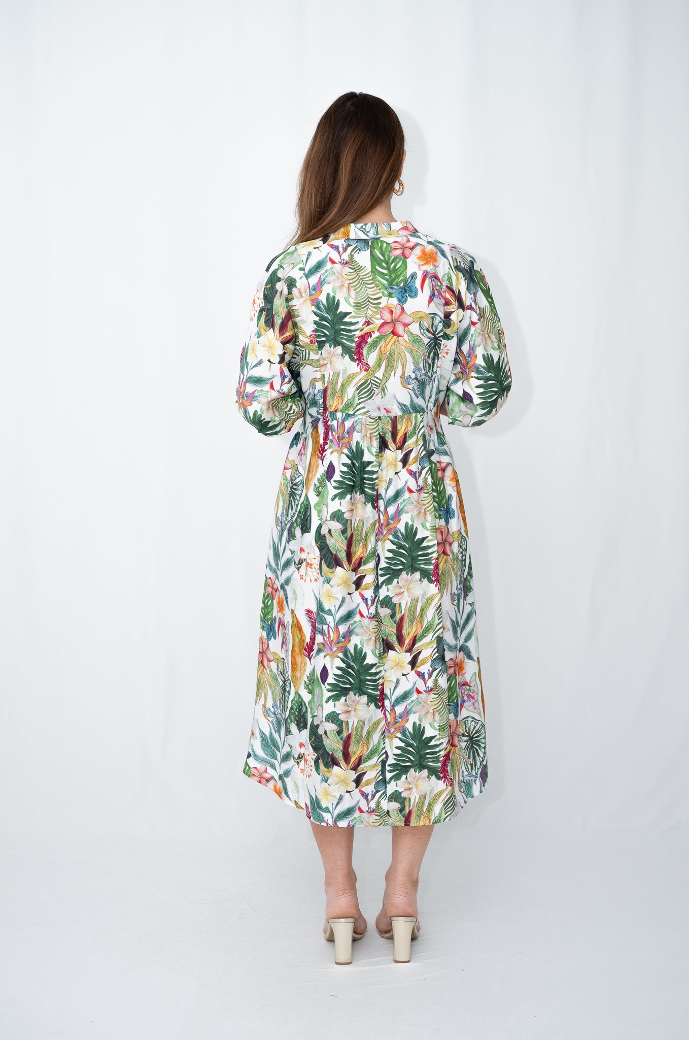 JOLIE SAULE FLORAL PRINT STAND COLLAR PEASANT DRESS