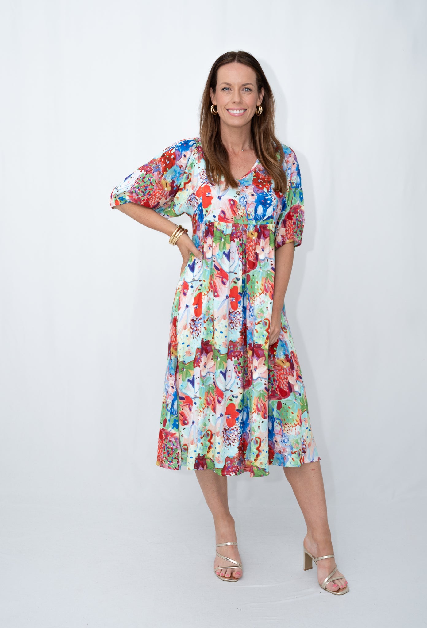 WILLOW TREE ABSTRACT PRINT PEASANT DRESS