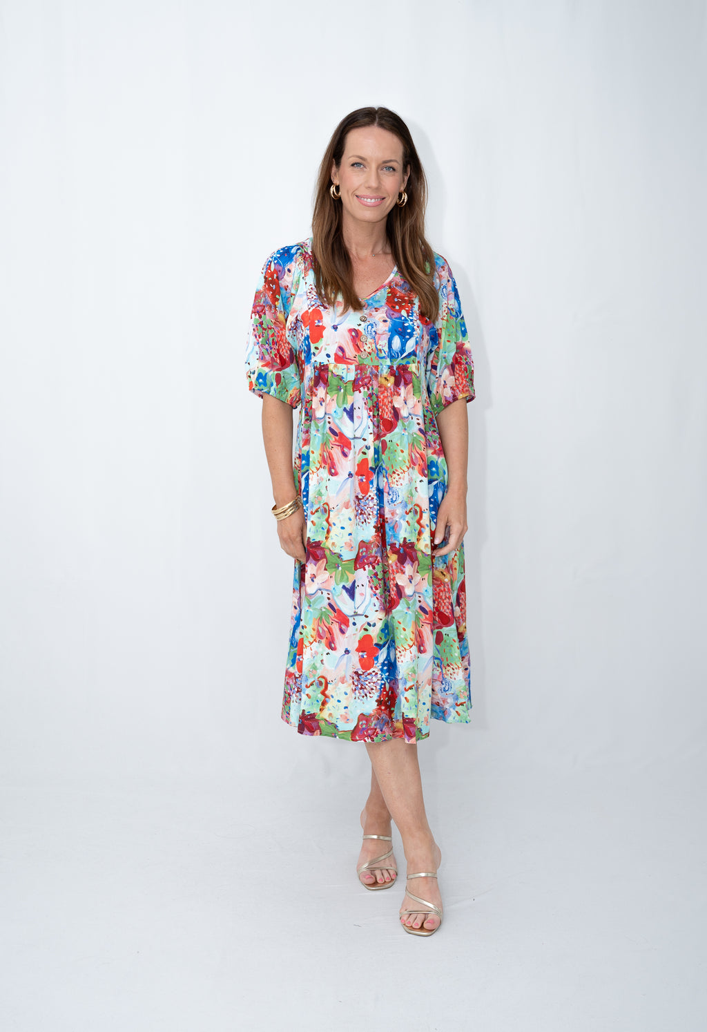 WILLOW TREE ABSTRACT PRINT PEASANT DRESS