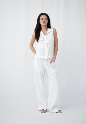 MADE IN ITALY LINEN VEST WITH POCKET