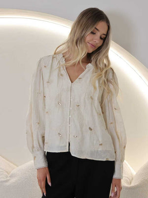 FRIA SEQUIN EMBRODER BLOUSE