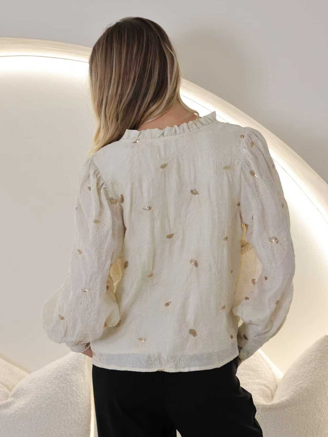 FRIA SEQUIN EMBRODER BLOUSE