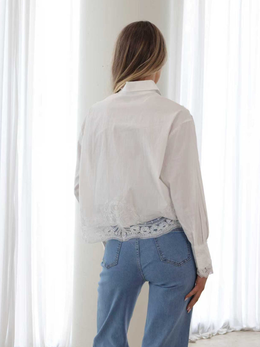 FRIA COTTON FILLIGREE LACE DETAIL SHIRTS