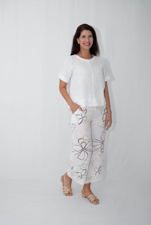 MADE IN ITALY LINEN ROUND NECK TOP