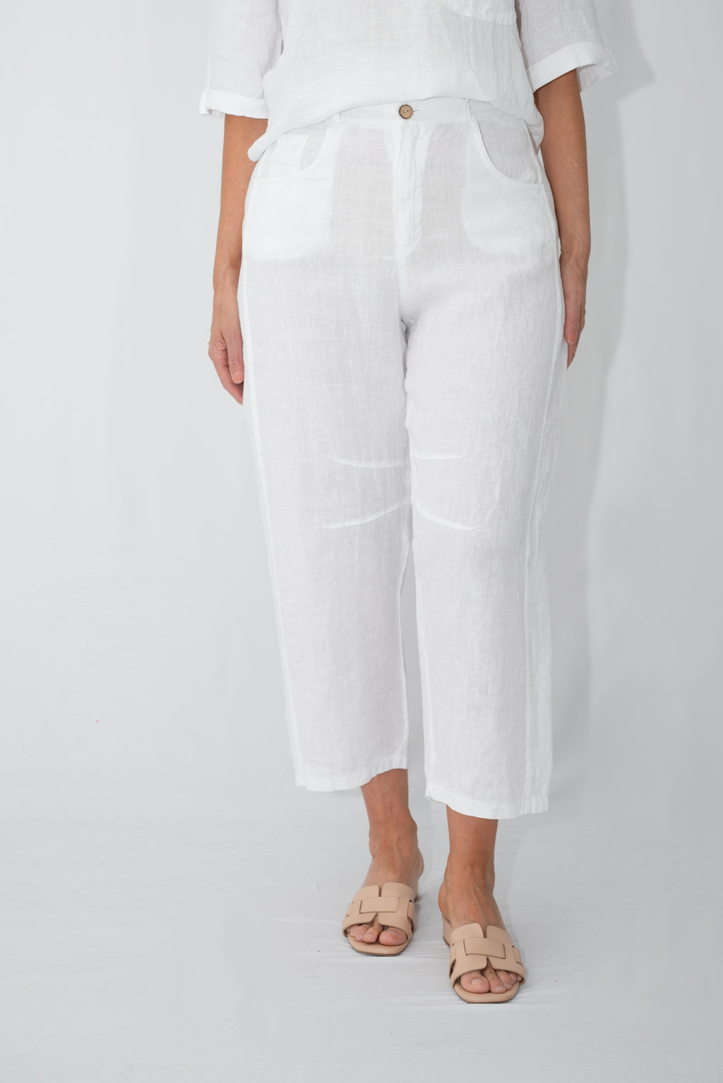 MADE IN ITALY LINEN PLEAT DETAIL PANTS