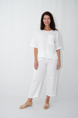 MADE IN ITALY LINEN PLEAT DETAIL PANTS