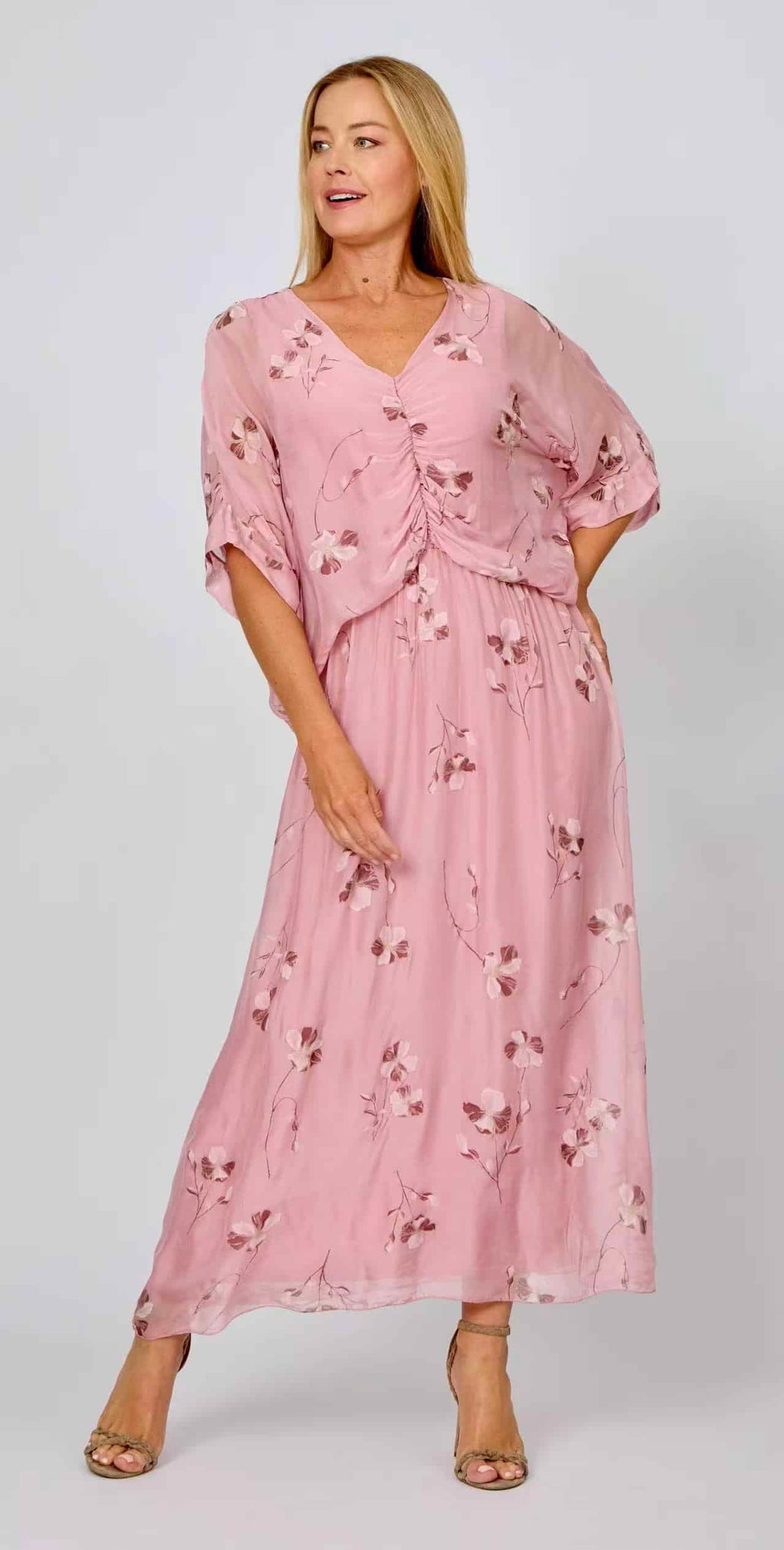 LA STRADA RUCHED BODICE FLOWY DRESS