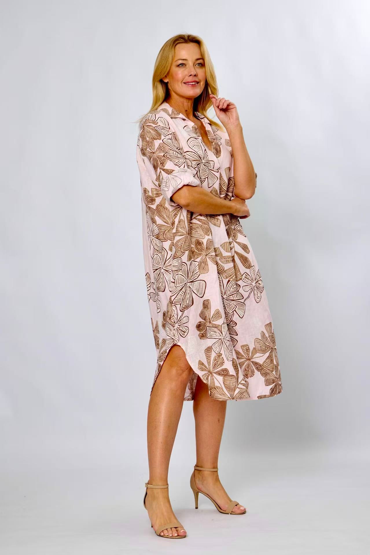LA STRADA COLLARED V-NECK SHIFT DRESS