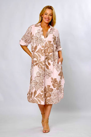 LA STRADA COLLARED V-NECK SHIFT DRESS