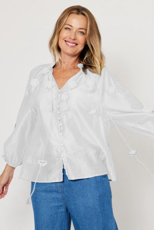 LA STRADA APPLIQUE EMBROIDERY BUTTON SHIRT