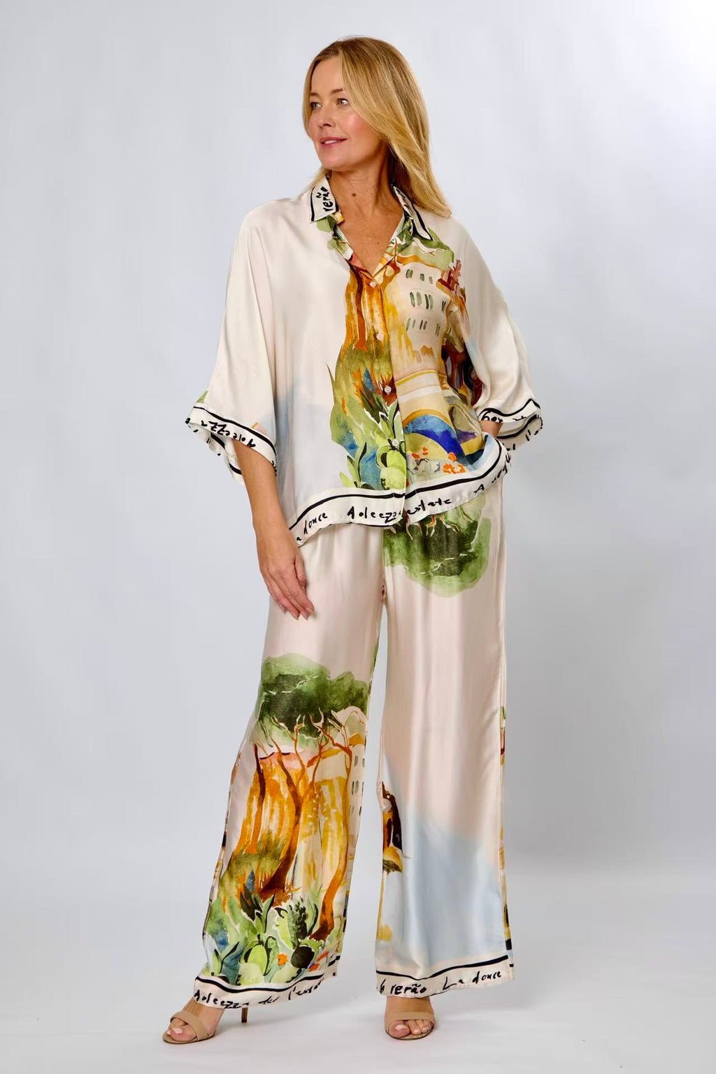 LA STRADA POSITANO PRINT WITH WRITTING PANTS