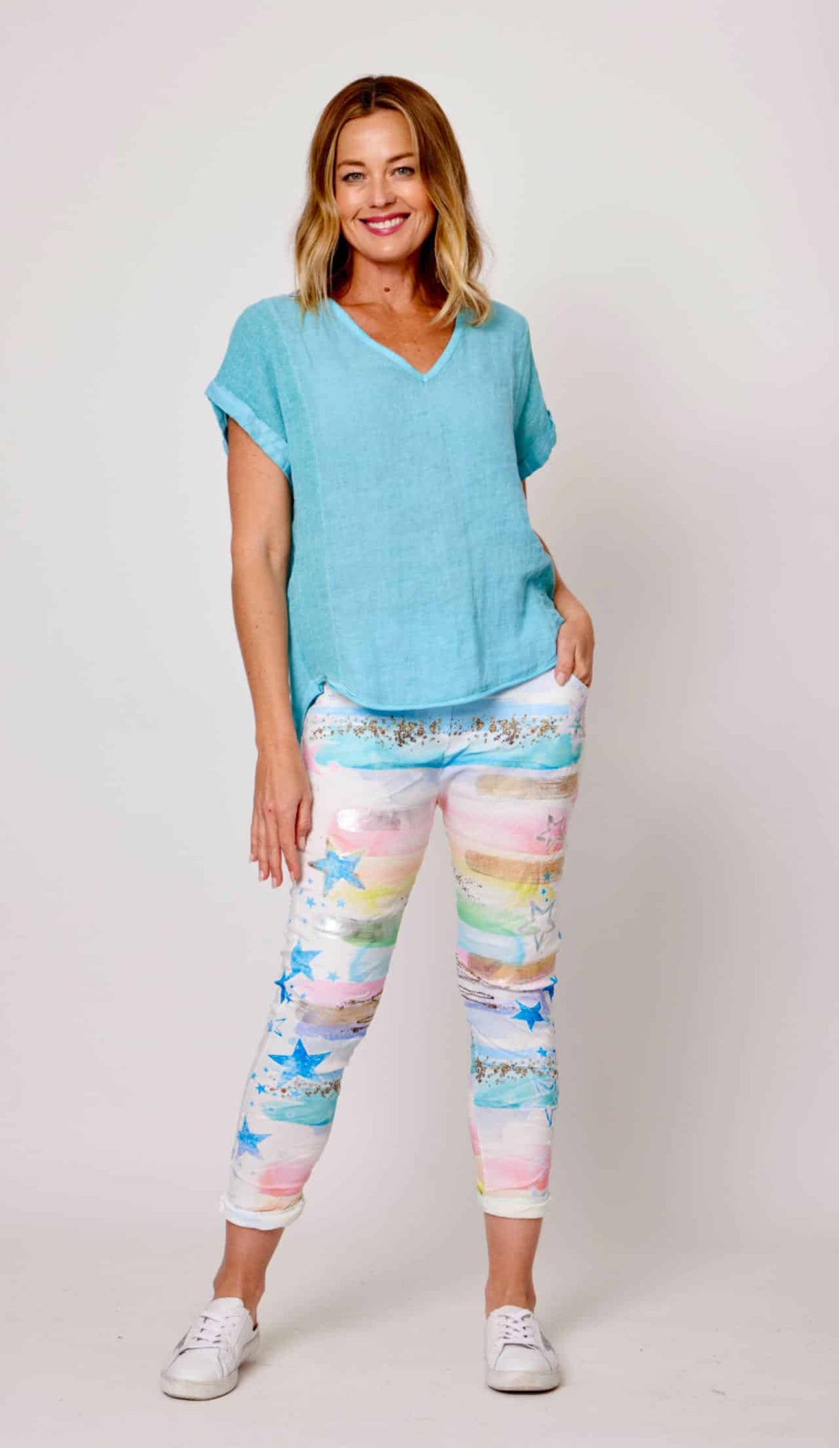LA STRADA CRINKLE PRINTED PANTS