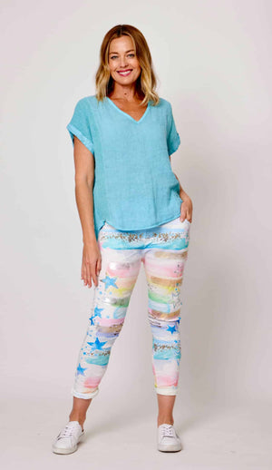 LA STRADA CRINKLE PRINTED PANTS