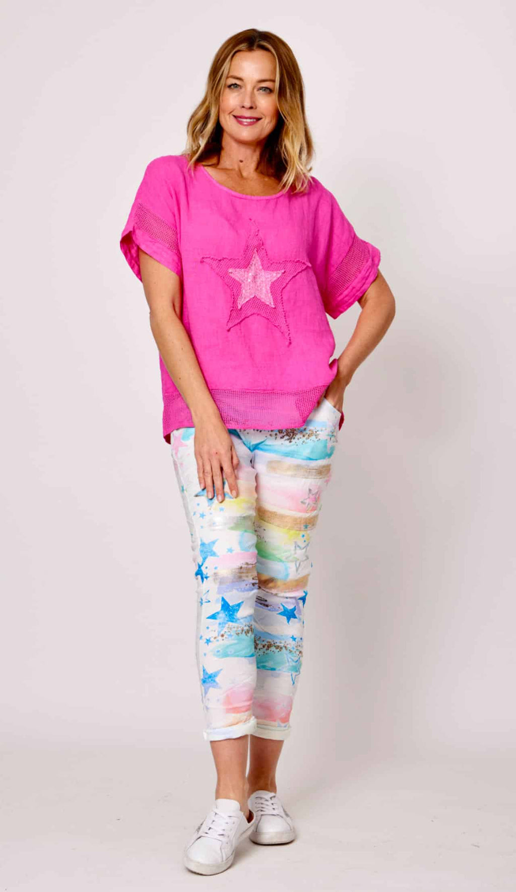 LA STRADA CRINKLE PRINTED PANTS