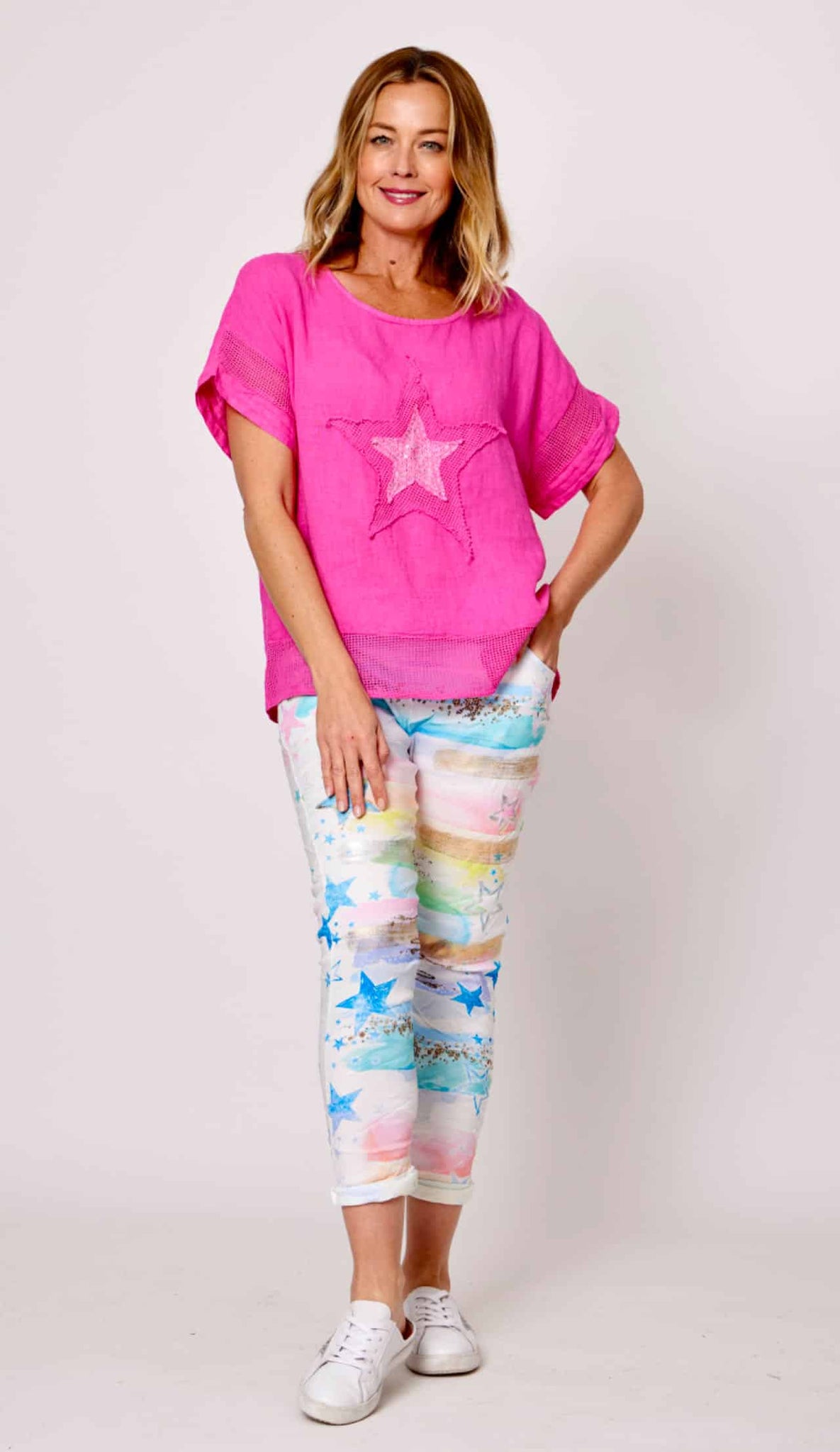 LA STRADA CRINKLE PRINTED PANT