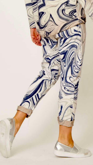 LA STRADA WAVE PRINT PANTS