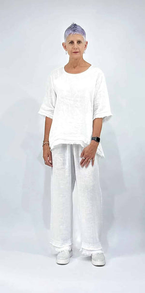 LA STRADA LINEN SEQUIN TRIM PANTS