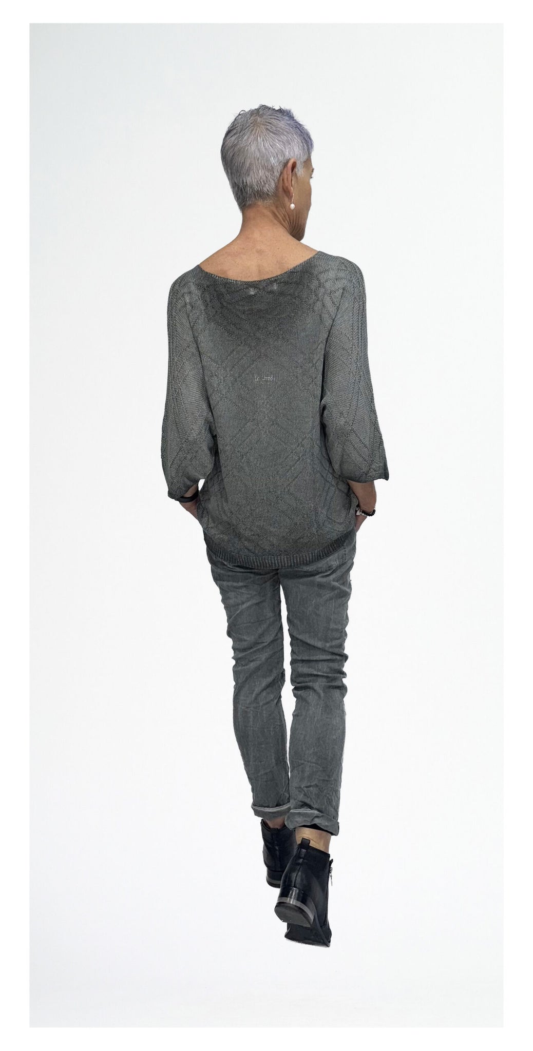 LA STRADA MESH KNIT WITH BLACK GOLD ANIMAL PATTERN TOP
