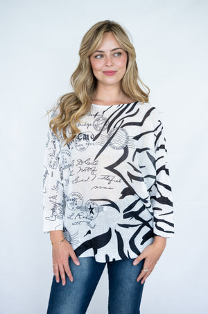 JOLIE SAULE STAMP PRINT KNIT JUMPER