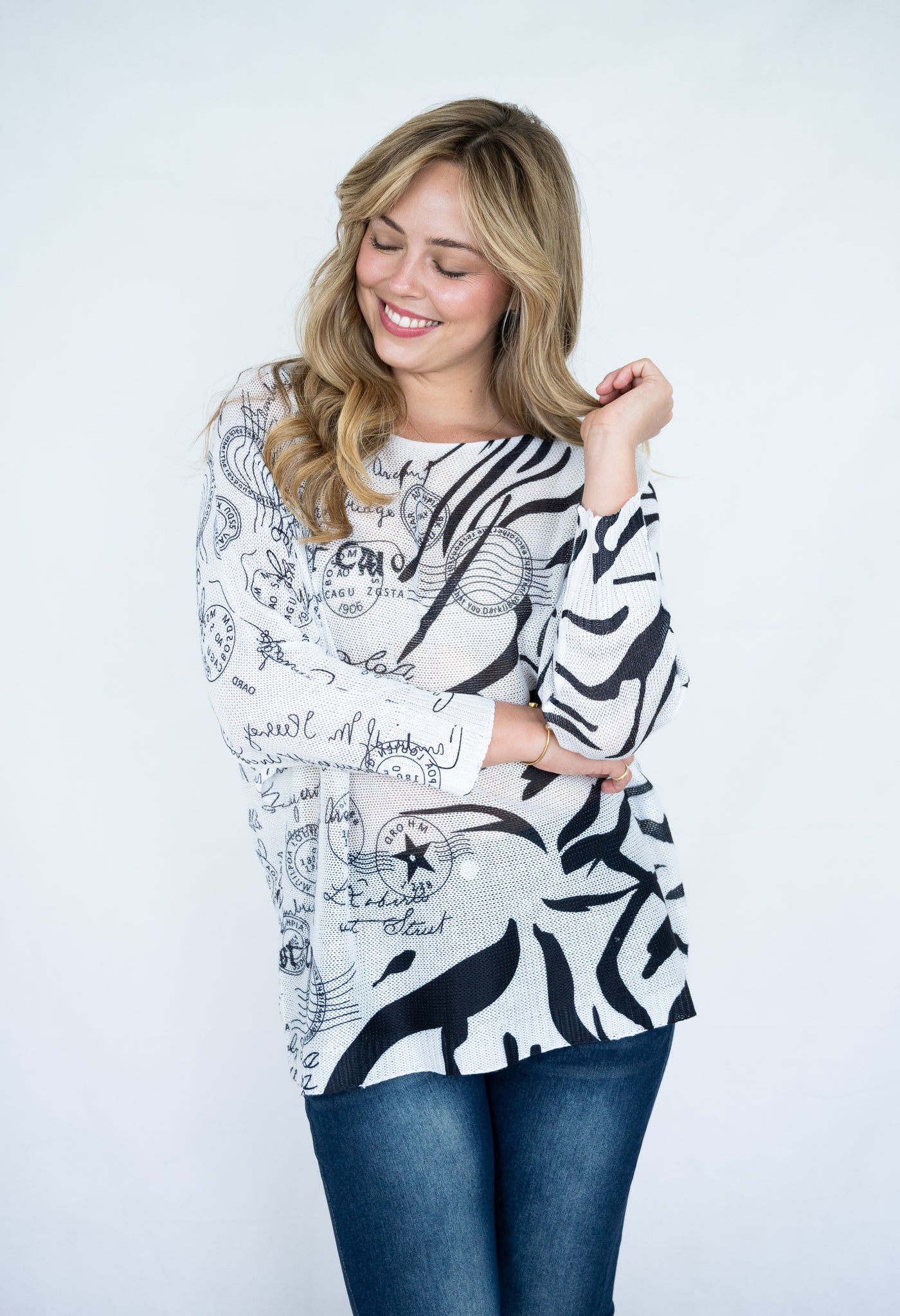 JOLIE SAULE STAMP PRINT KNIT JUMPER
