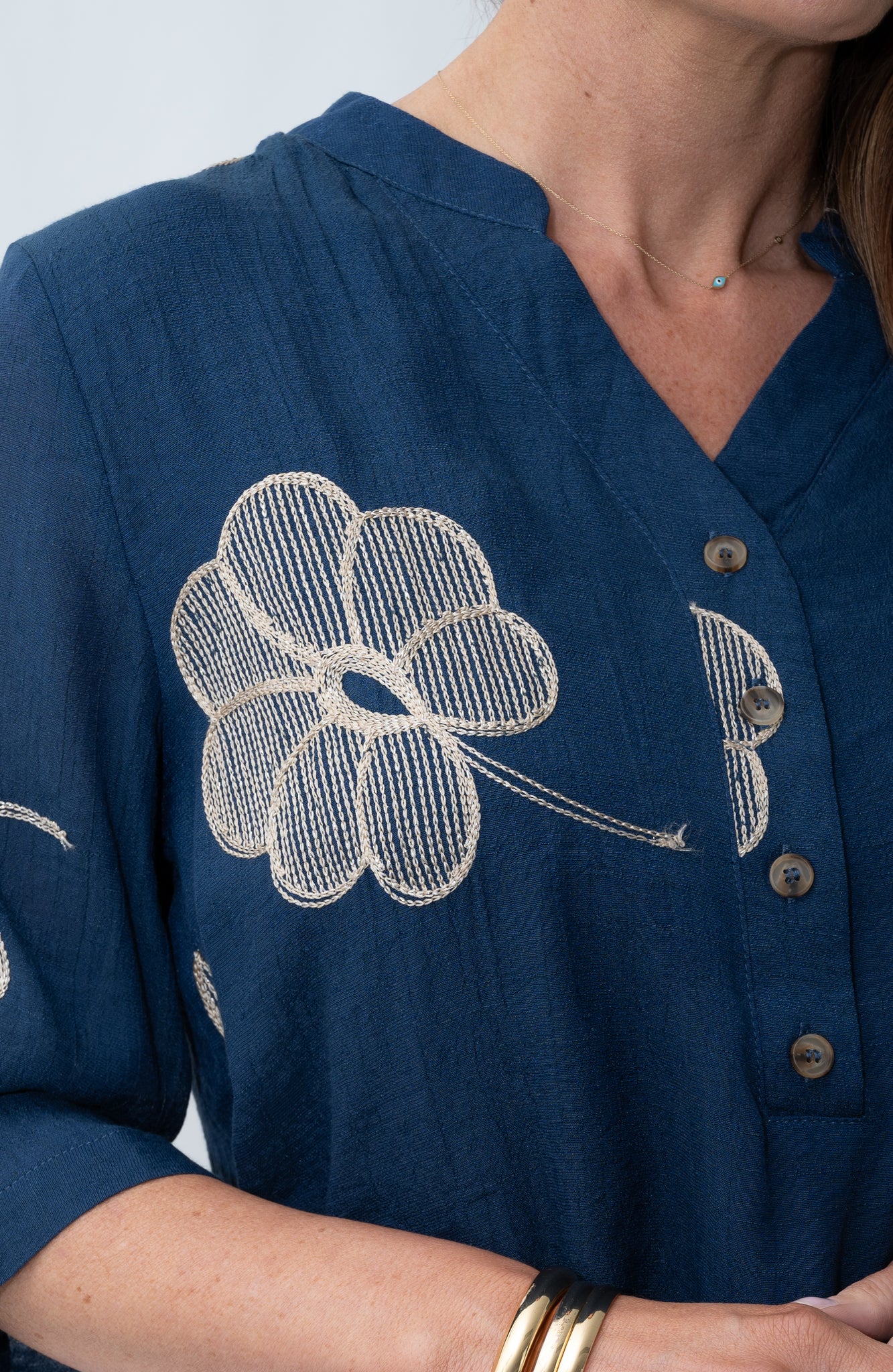 JOLIE SAULE FLORAL EMBROIDERY BLOUSE