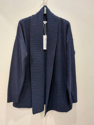 SEE SAW LUXE MERINO WOOL RIB SHAWL OPEN CARDIGAN
