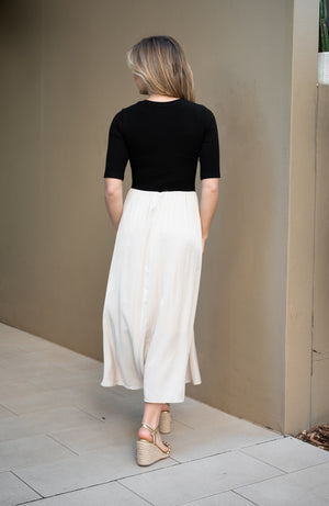 FRIA RIB TOP CONTRAST FULL DRESS