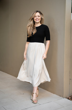 FRIA RIB TOP CONTRAST FULL DRESS